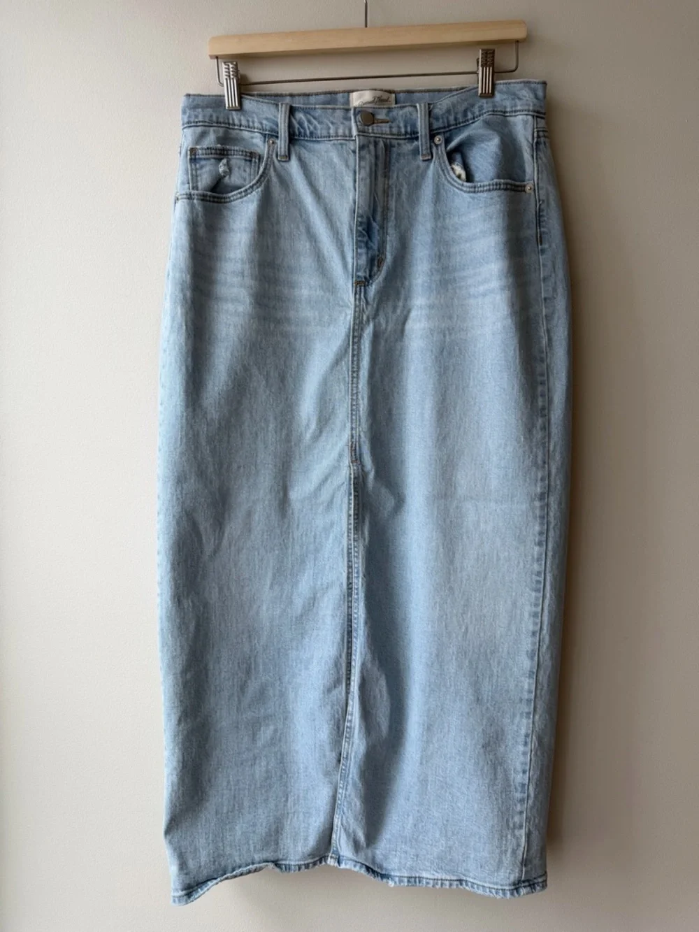 Universal Thread High Rise Light Wash Denim Maxi Skirt - Picture 3 of 5